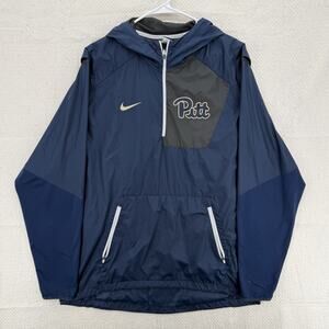 Nike Pitt Panthers 1/4 Zip Hooded Windbreaker Pullover Jacket Mens XL Navy Blue